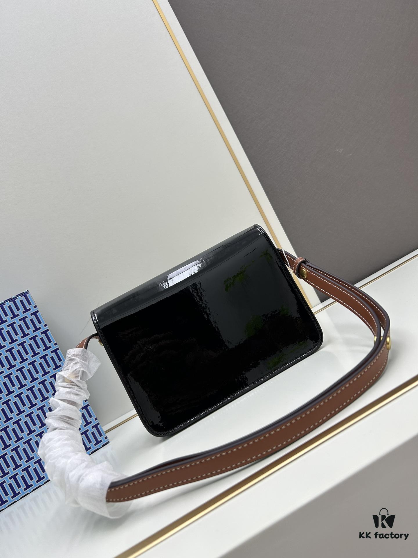 New Arrival Oil-Diffuser Bag Series – Tory Burch Robinson Satchel, Dual-Use Shoulder Bag in Spazzolato Shiny Patent Leather