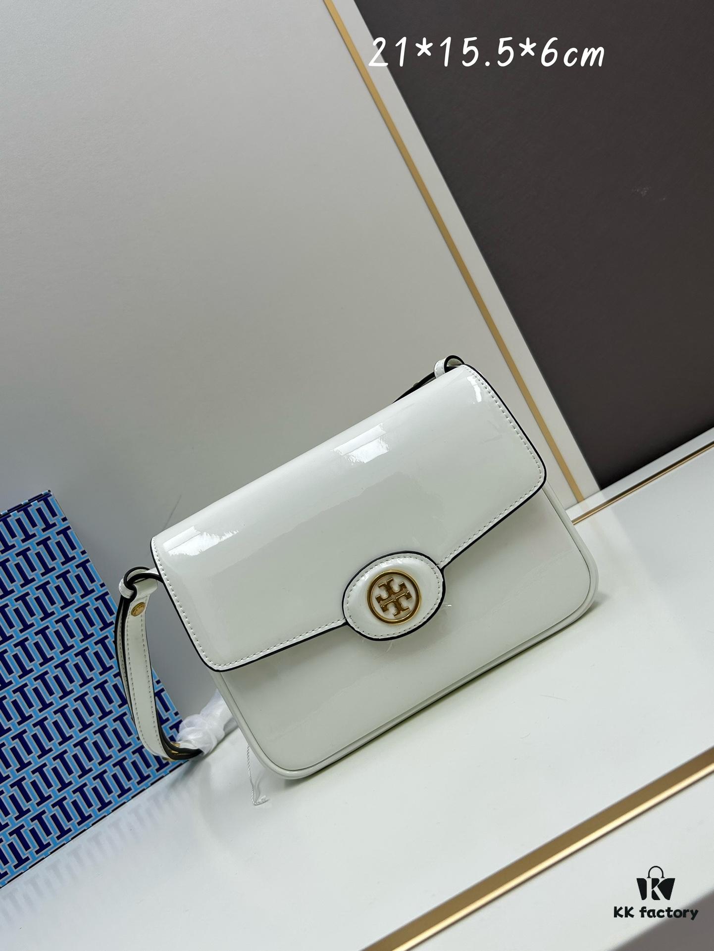 New Arrival Robinson Series Dual-Use Shoulder Bag by Tory Burch – Sleek Spazzolato Patent Leather Messenger Bag