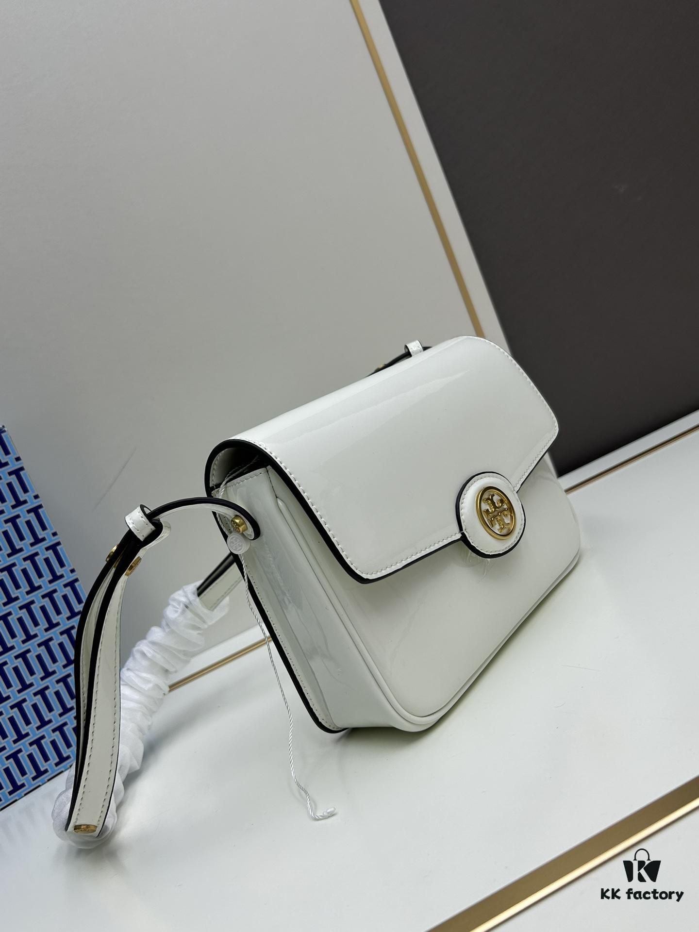 New Arrival Robinson Series Dual-Use Shoulder Bag by Tory Burch – Sleek Spazzolato Patent Leather Messenger Bag