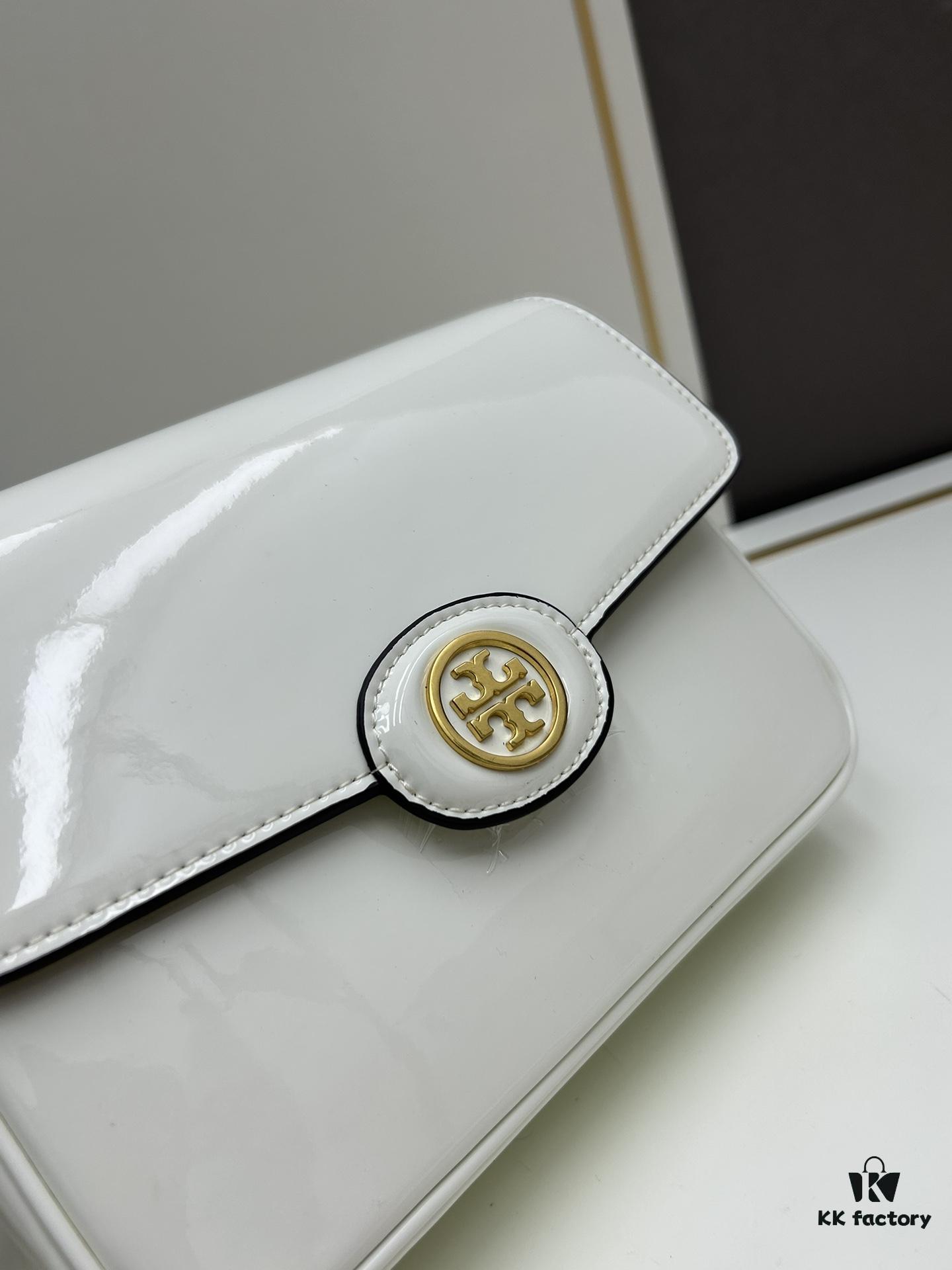 New Arrival Robinson Series Dual-Use Shoulder Bag by Tory Burch – Sleek Spazzolato Patent Leather Messenger Bag