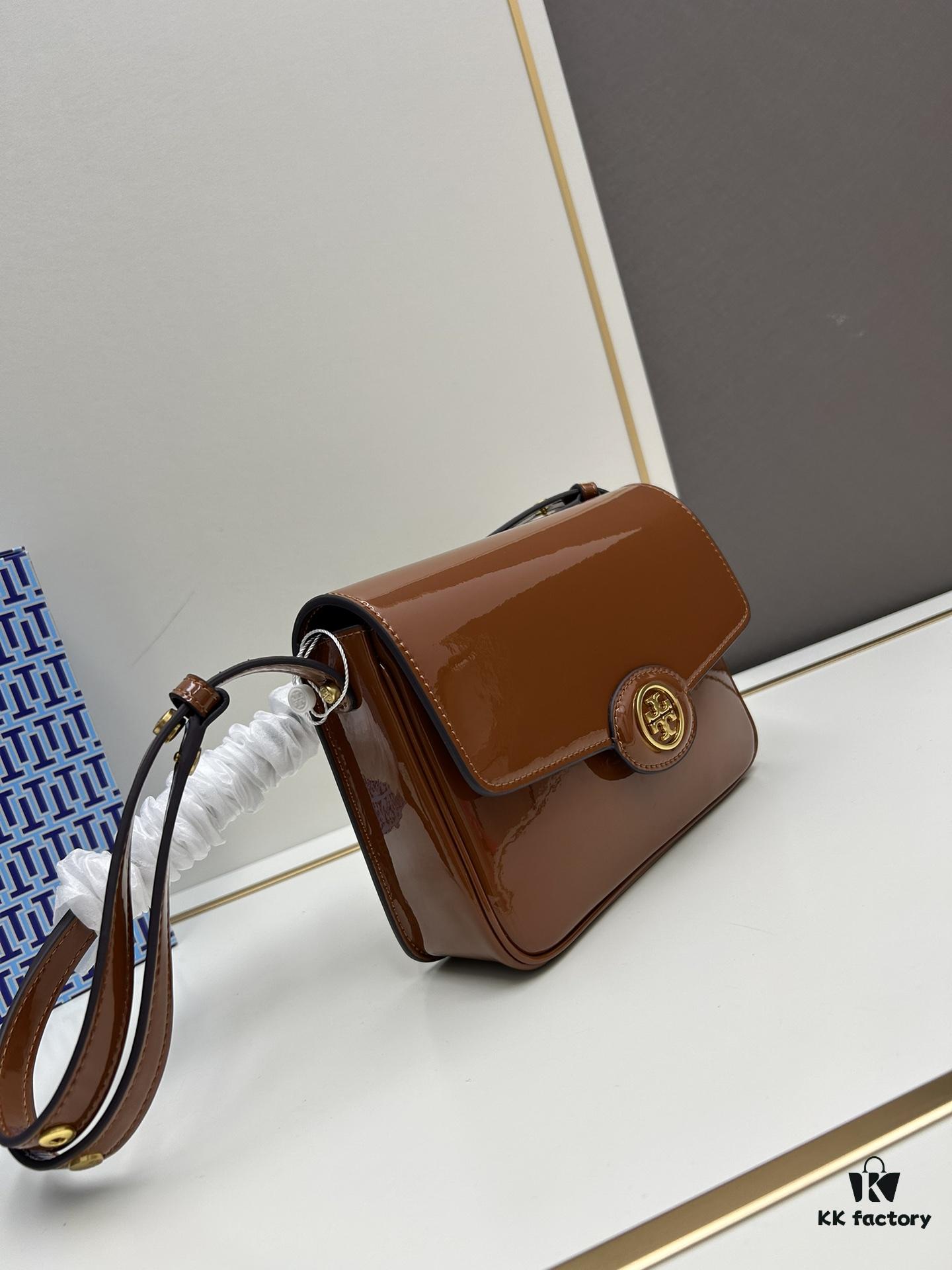 New Arrival Oil Difference Bag Series – Tory Burch Robinson Messenger Top Handle Bag in Spazzolato Shiny Patent Leather