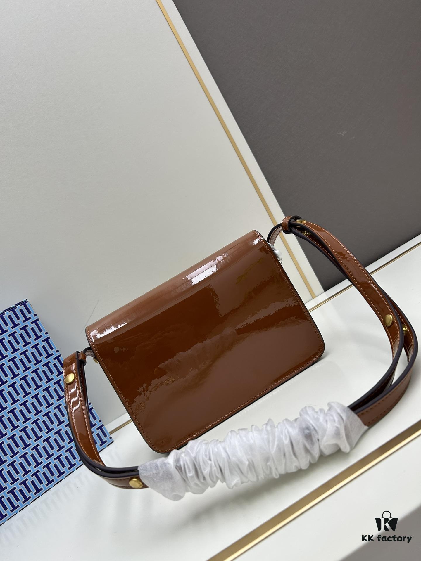 New Arrival Oil Difference Bag Series – Tory Burch Robinson Messenger Top Handle Bag in Spazzolato Shiny Patent Leather