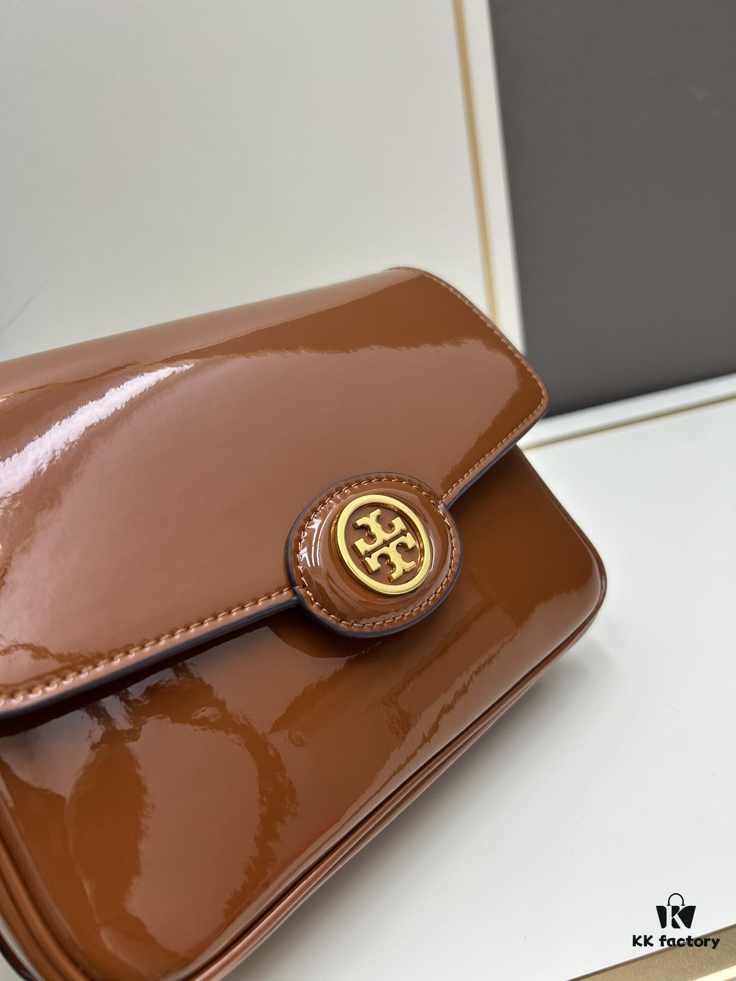 New Arrival Oil Difference Bag Series – Tory Burch Robinson Messenger Top Handle Bag in Spazzolato Shiny Patent Leather