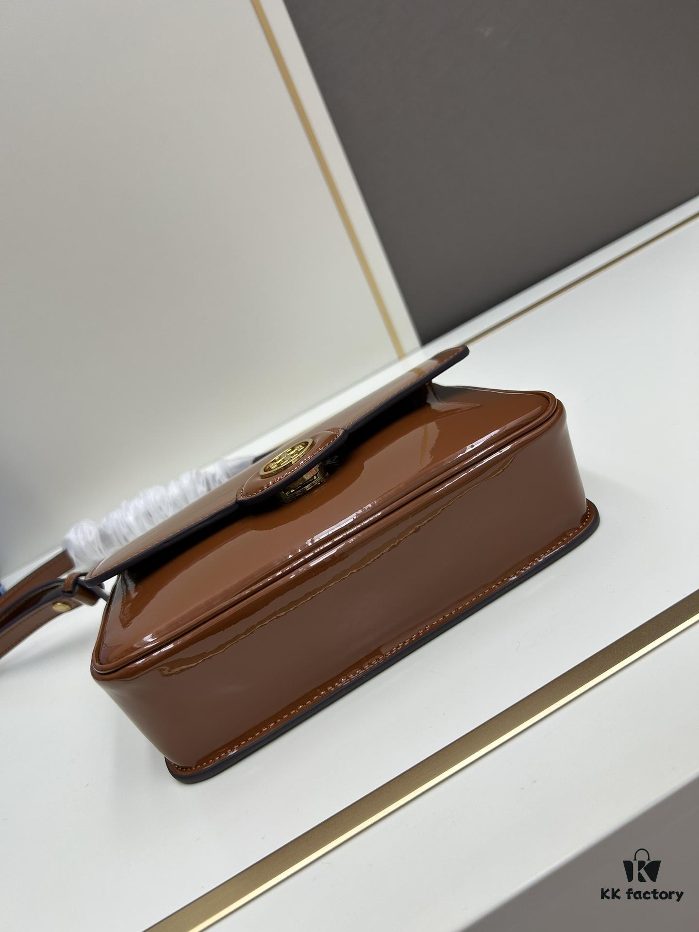 New Arrival Oil Difference Bag Series – Tory Burch Robinson Messenger Top Handle Bag in Spazzolato Shiny Patent Leather