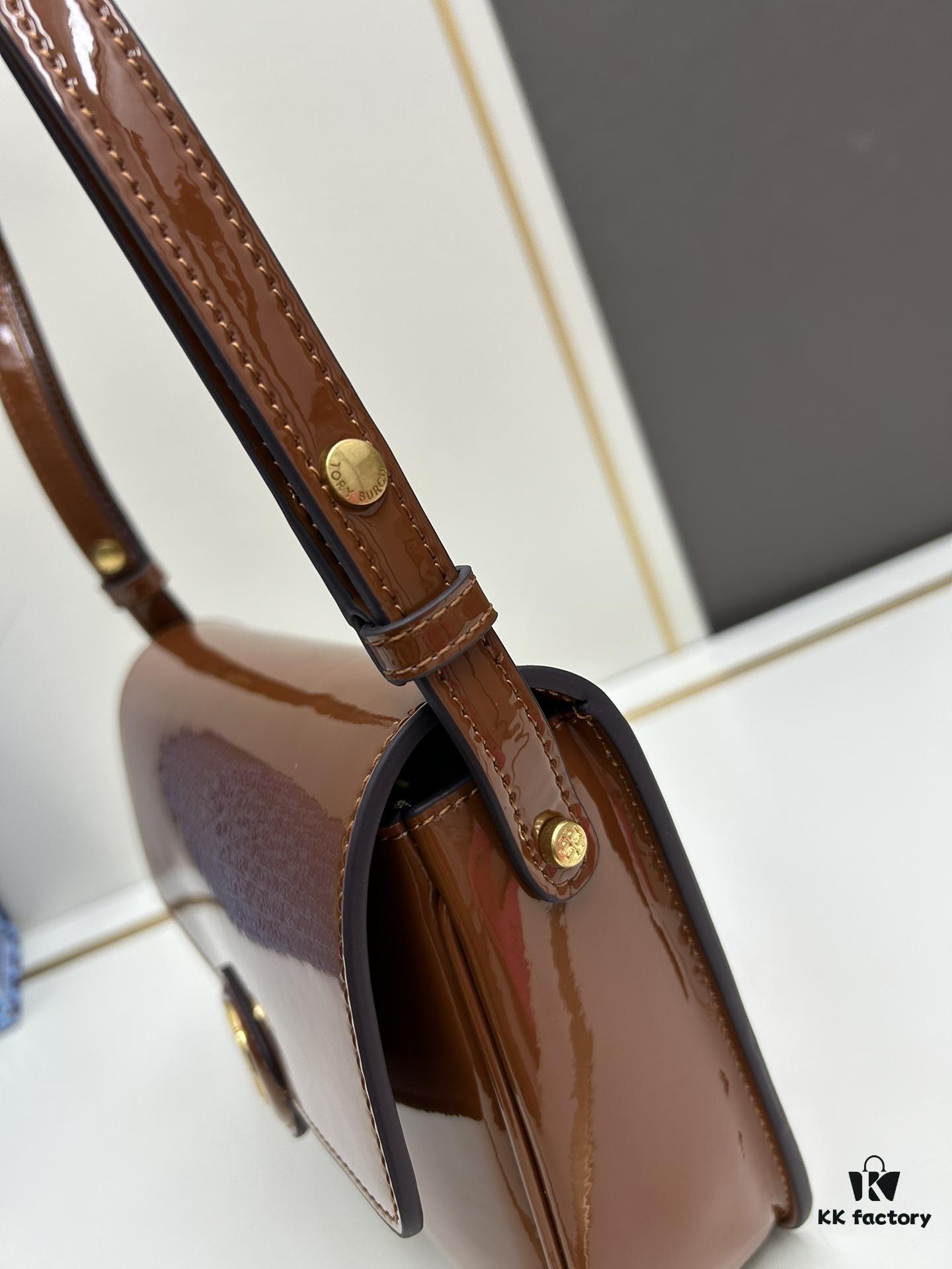 New Arrival Oil Difference Bag Series – Tory Burch Robinson Messenger Top Handle Bag in Spazzolato Shiny Patent Leather