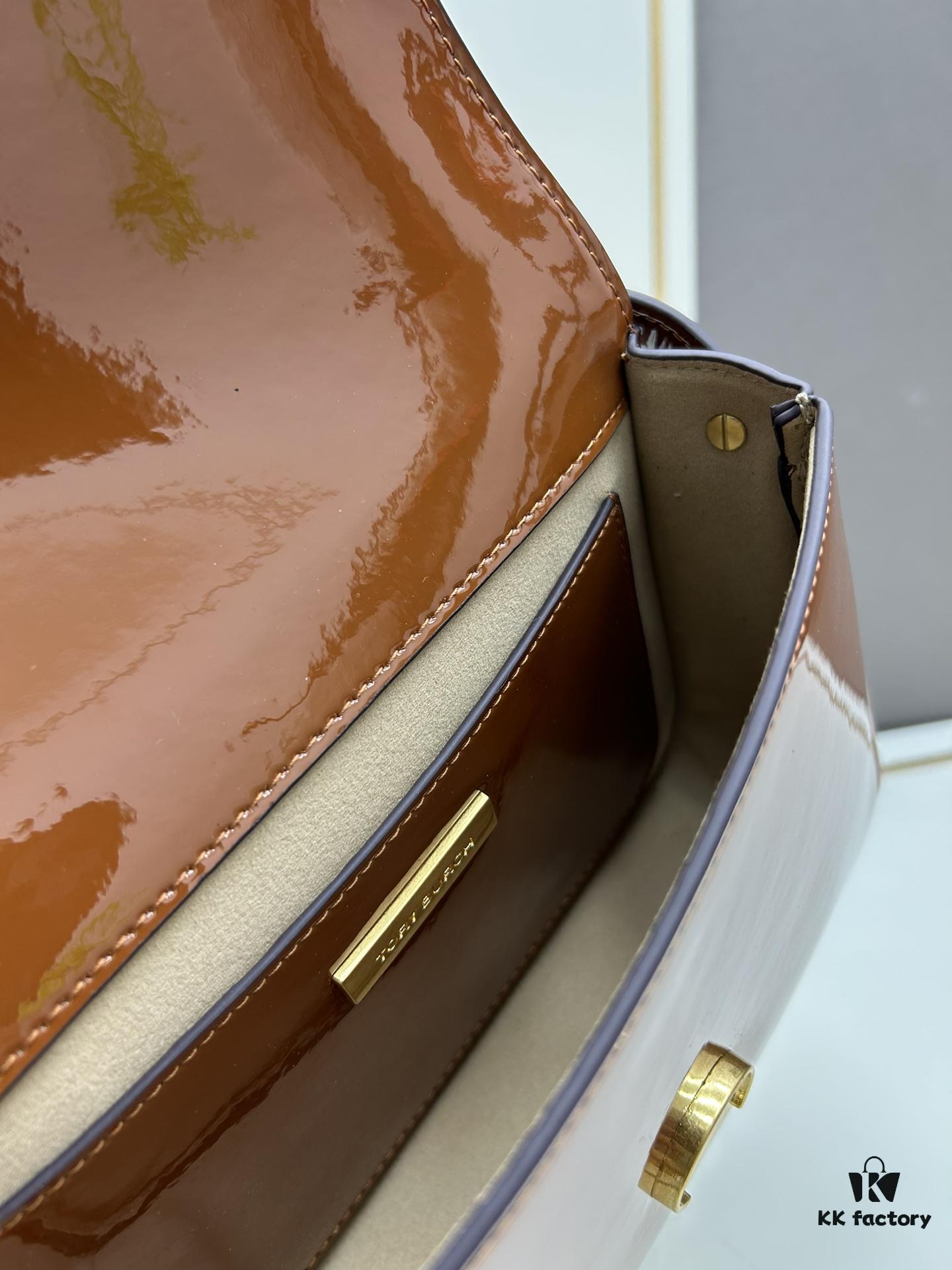 New Arrival Oil Difference Bag Series – Tory Burch Robinson Messenger Top Handle Bag in Spazzolato Shiny Patent Leather