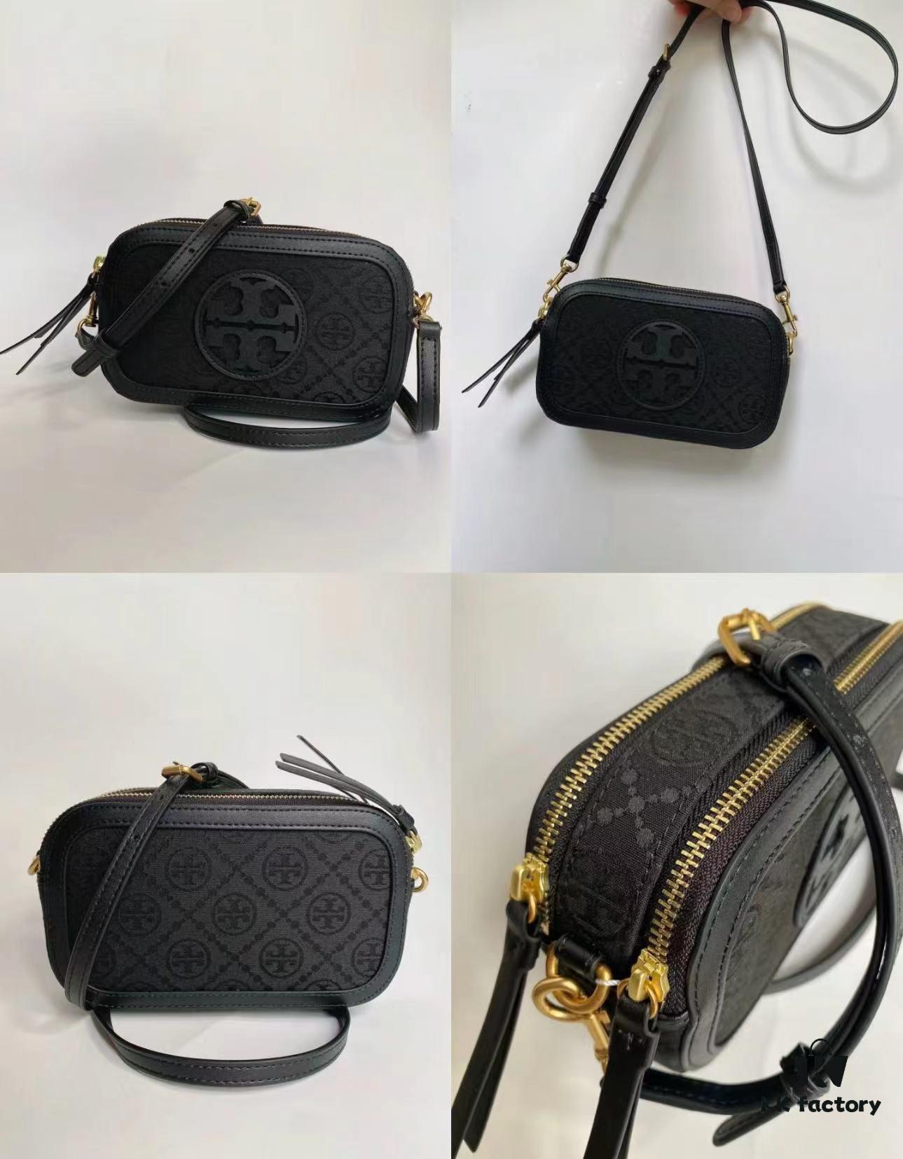 Original Quality [New Item with Attention to Detail] TORY BURCH 2024 Lunar New Year New Camera Bag, (Includes Hang Tag, Sticker, Logo Label, Plastic Bag, and Brand Copy Paper) Miller Signature Print Camera Bag with Double Zippers, Dimensions: 19.5 x 11.5 x 6 cm