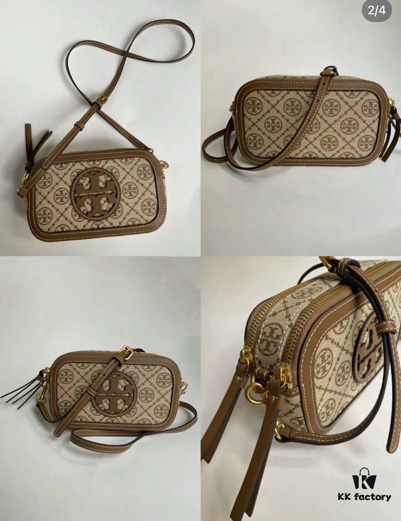 Original Quality [New Item with Attention to Detail] TORY BURCH 2024 Lunar New Year New Camera Bag, (Includes Hang Tag, Sticker, Logo Label, Plastic Bag, and Brand Copy Paper) Miller Signature Print Camera Bag with Double Zippers, Dimensions: 19.5 x 11.5 x 6 cm