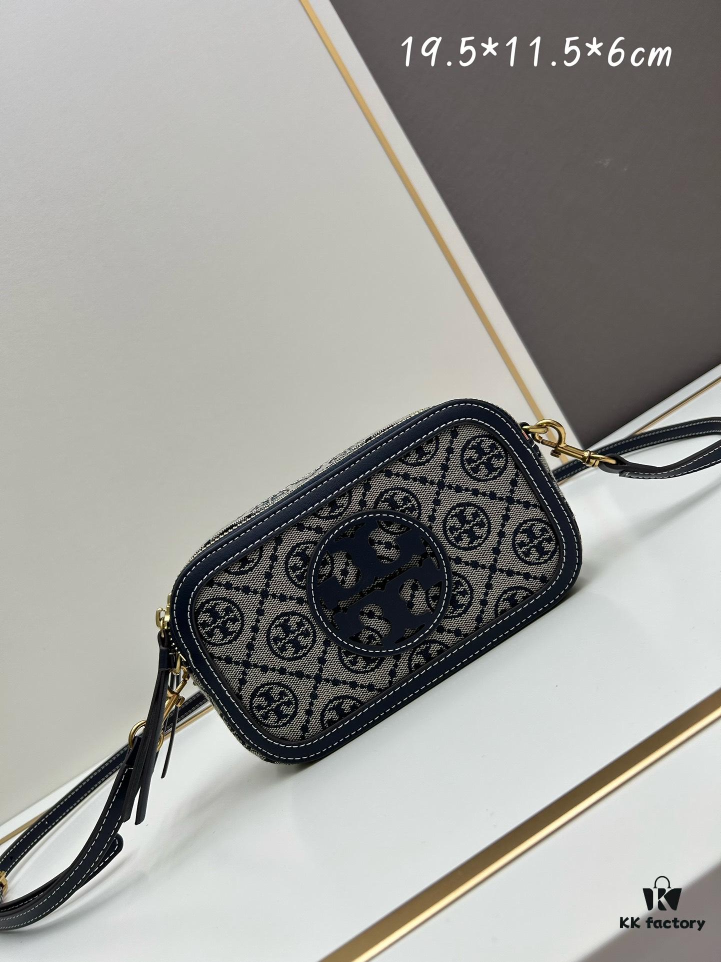 Original Quality [New Item with Attention to Detail] TORY BURCH 2024 Lunar New Year New Camera Bag, (Includes Hang Tag, Sticker, Logo Label, Plastic Bag, and Brand Copy Paper) Miller Signature Print Camera Bag with Double Zippers, Dimensions: 19.5 x 11.5 x 6 cm