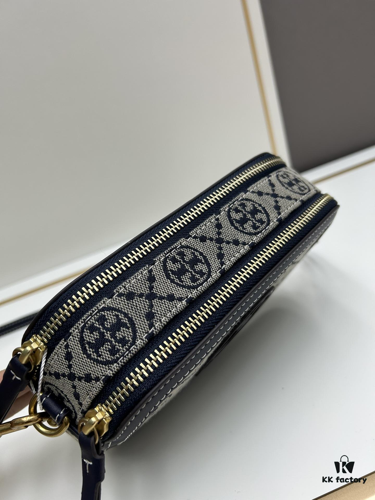 Original Quality [New Item with Attention to Detail] TORY BURCH 2024 Lunar New Year New Camera Bag, (Including Hang Tag, Sticker, Logo Label, Plastic Bag, and Brand Copy Paper) Miller Signature Print Camera Bag with Double Zippers, Size: 19.5 x 11.5 x 6 cm