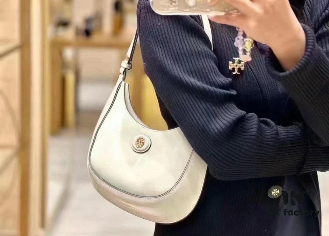 Original Quality [Full Genuine Leather Series, New Arrival with Attention to Detail] TORY BURCH ROBINSON New Crescent Underarm Bag