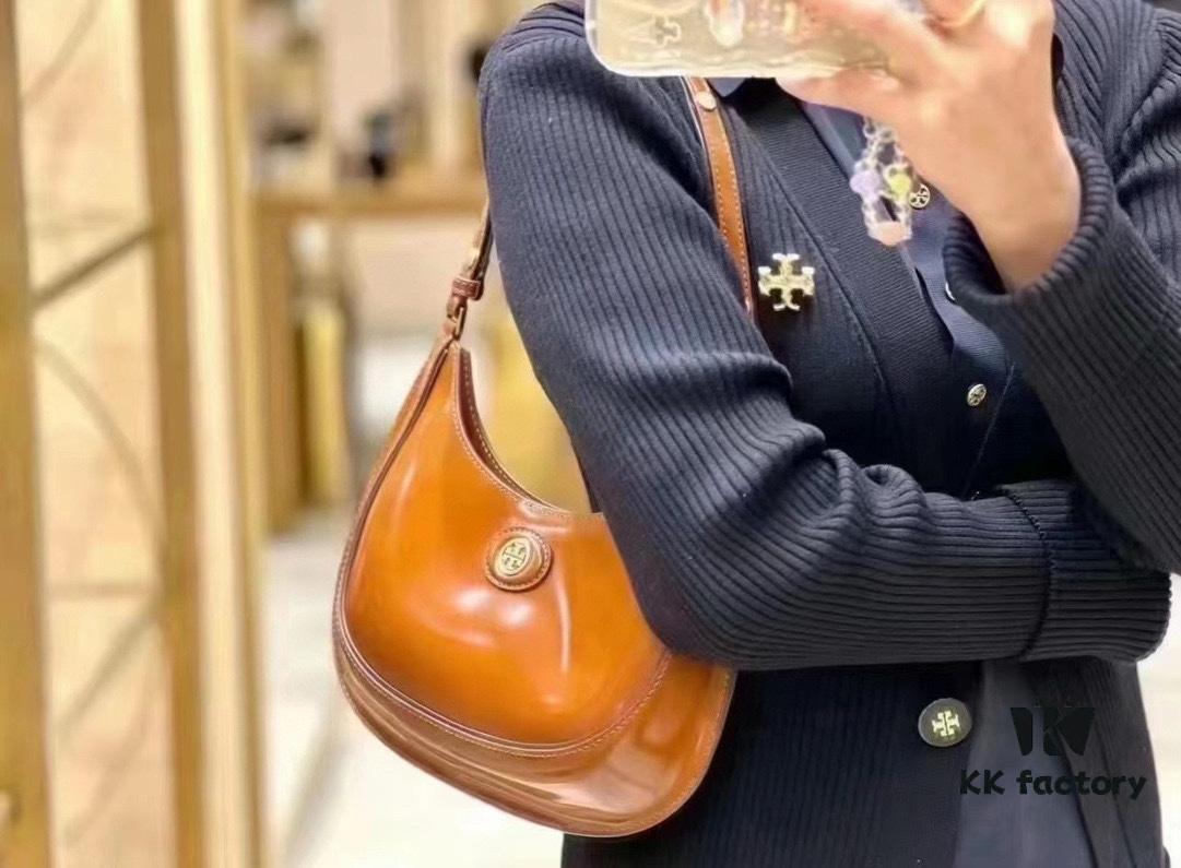 Original Quality [Full Genuine Leather Series, New Arrival with Attention to Detail] TORY BURCH ROBINSON New Crescent Underarm Bag