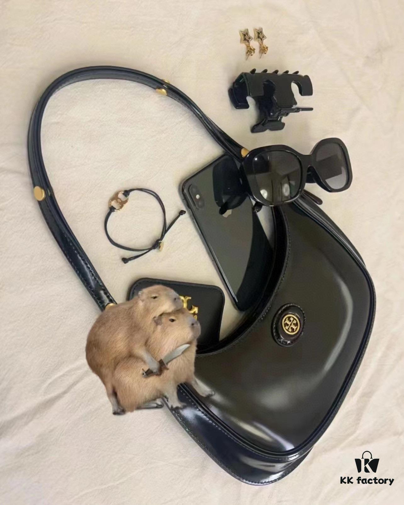 Original Quality [Full Genuine Leather Series, New Arrival with Attention to Detail] TORY BURCH ROBINSON New Crescent Underarm Bag