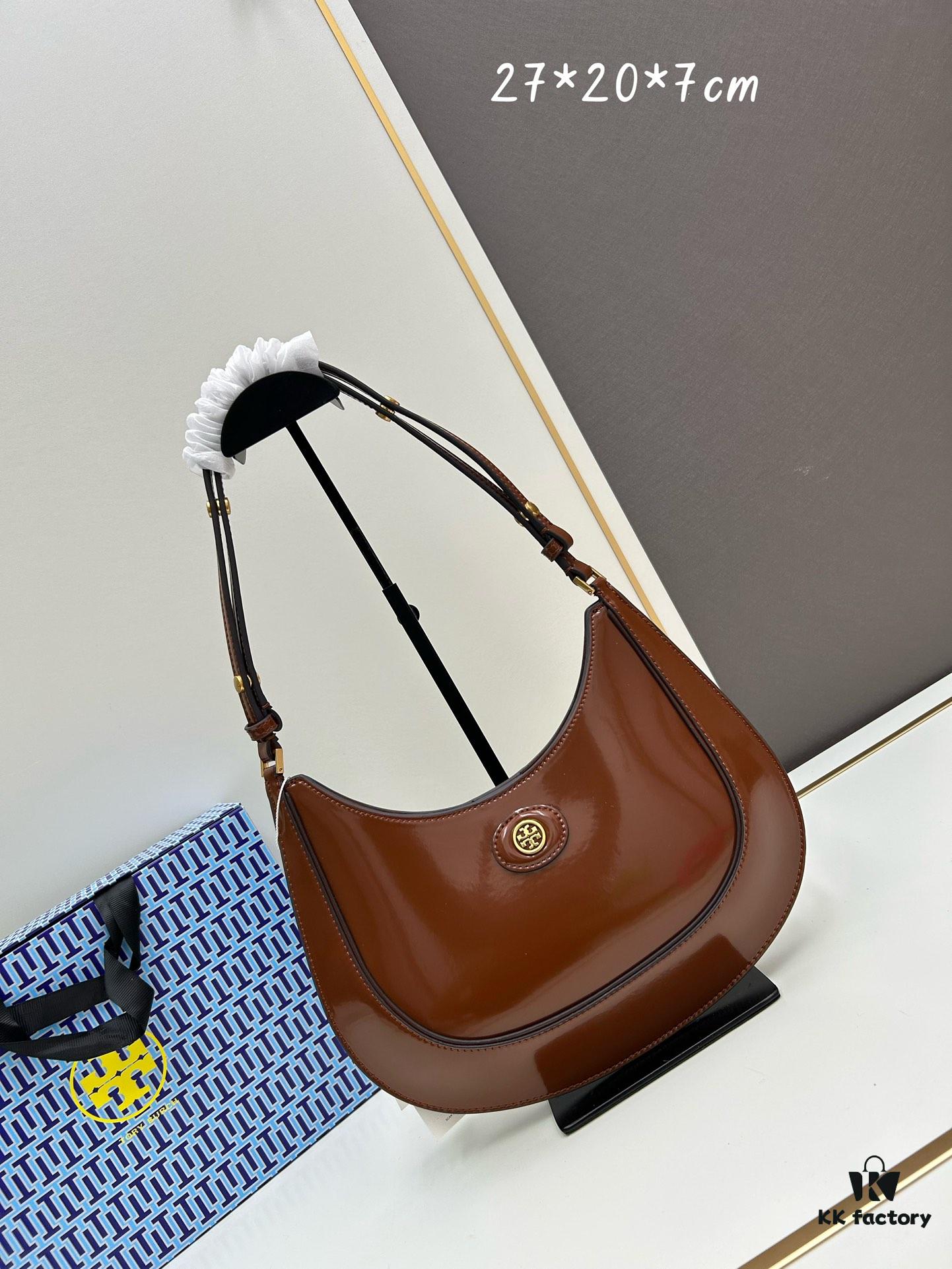 Original Quality [Full Leather Series, New Arrival with Attention to Details] TORY BURCH ROBINSON New Crescent Shoulder Bag Premium Leather Fashionable and Timeless Design with Meticulous Craftsmanship Functional and Versatile