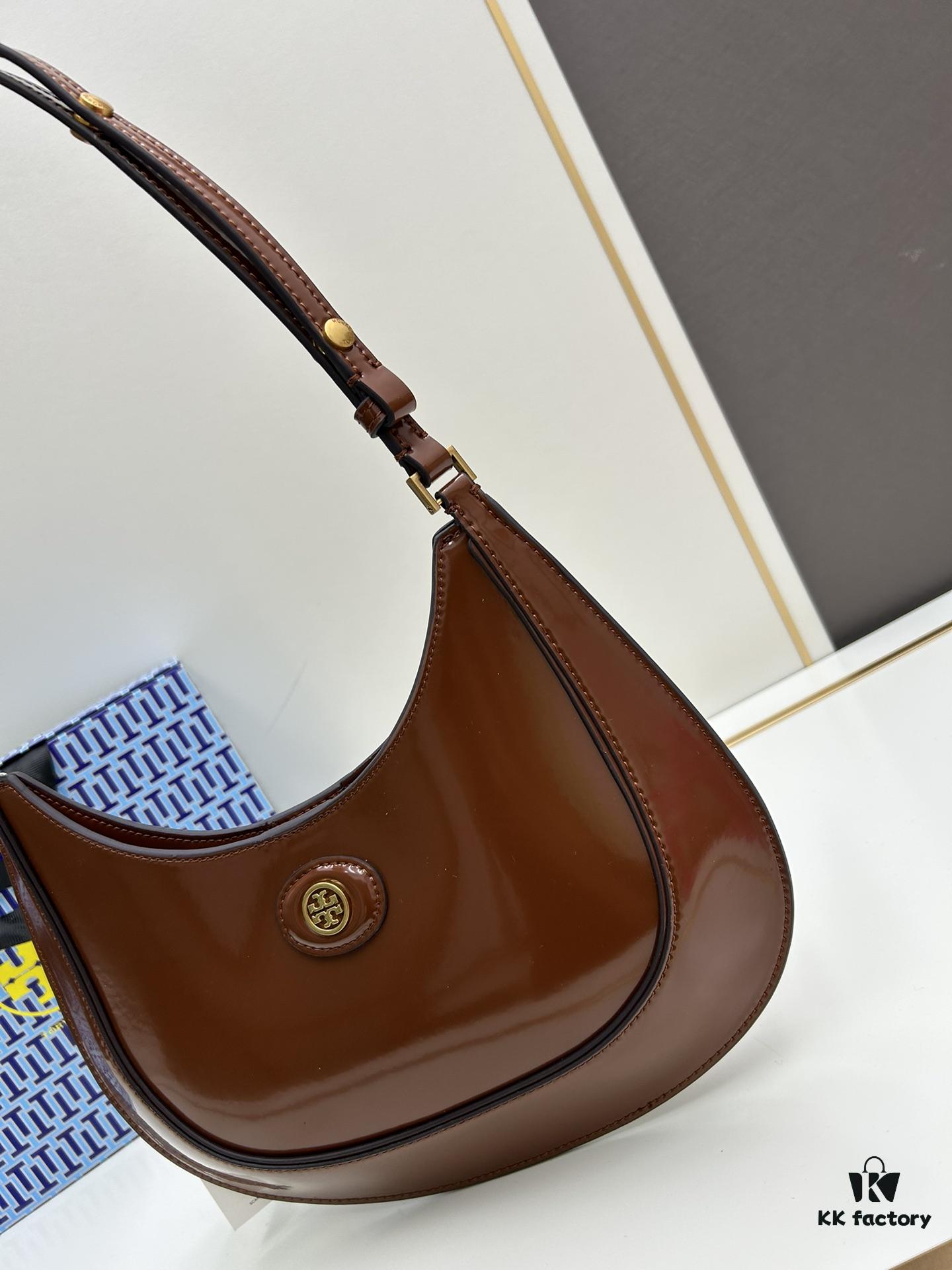 Original Quality [Full Leather Series, New Arrival with Attention to Details] TORY BURCH ROBINSON New Crescent Shoulder Bag Premium Leather Fashionable and Timeless Design with Meticulous Craftsmanship Functional and Versatile