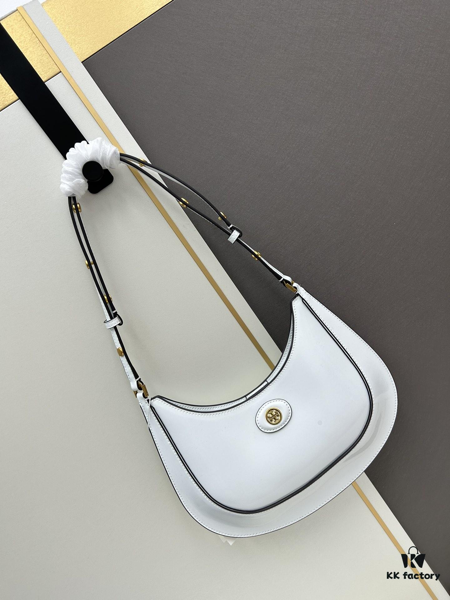 Original Quality [Full Leather Series, New Arrival with Attention to Details] TORY BURCH ROBINSON New Crescent Underarm Bag Premium Leather