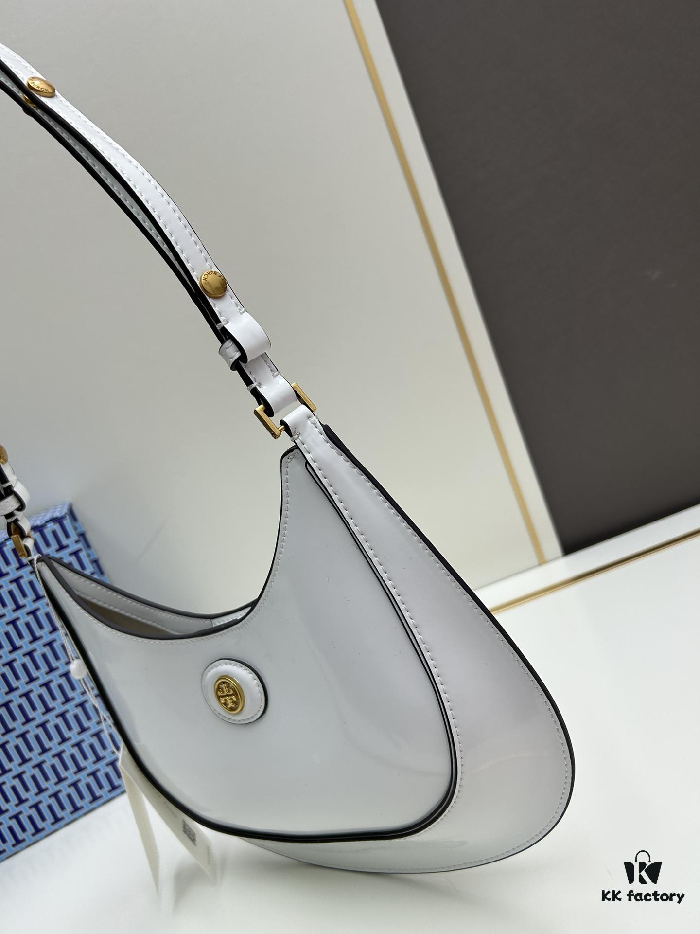 Original Quality [Full Leather Series, New Arrival with Attention to Details] TORY BURCH ROBINSON New Crescent Underarm Bag Premium Leather