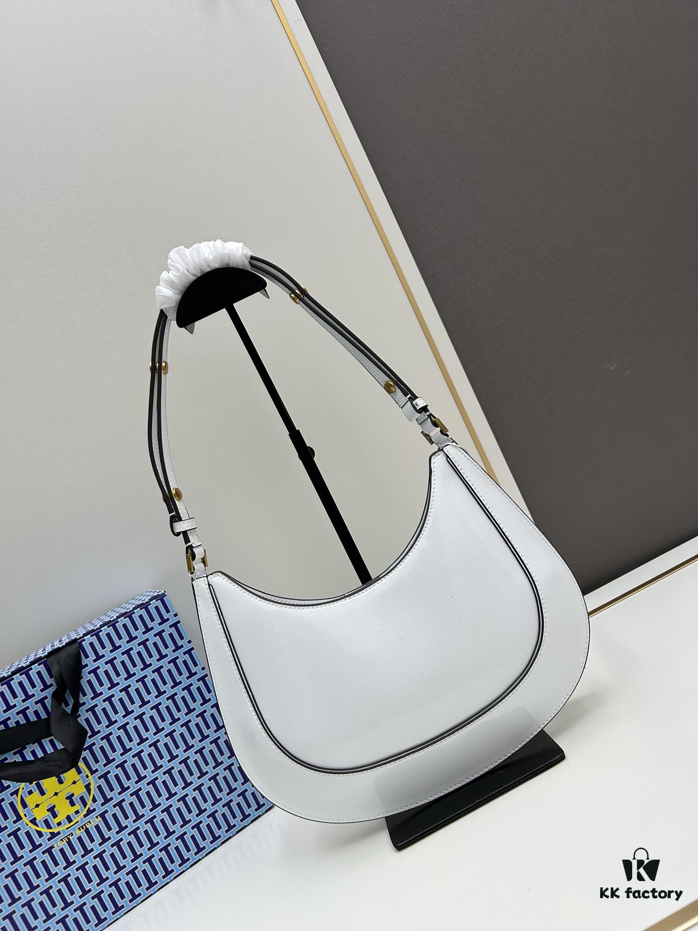 Original Quality [Full Leather Series, New Arrival with Attention to Details] TORY BURCH ROBINSON New Crescent Underarm Bag Premium Leather