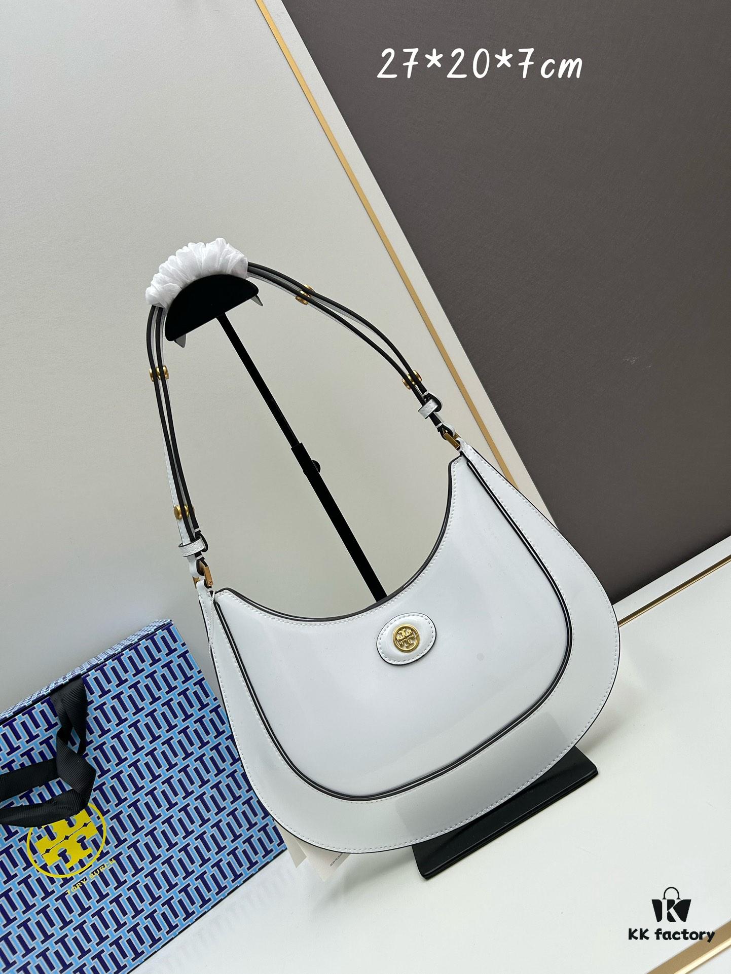 Original Quality [Full Leather Series, New Arrival with Attention to Details] TORY BURCH ROBINSON New Crescent Underarm Bag Premium Leather