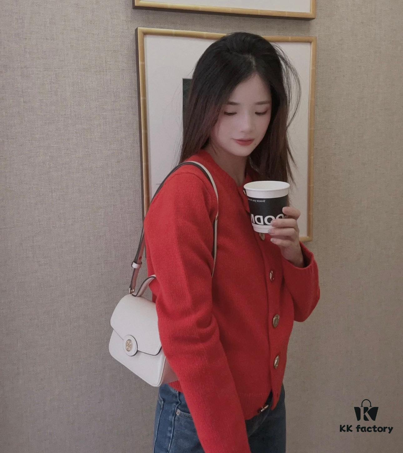 New TORY BURCH Robinson Series Patent Leather Motorcycle Bag – Classic Foldover Handbag with Multiple Carrying Options