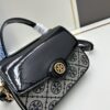 New TORY BURCH Robinson Series Patent Leather Motorcycle Bag – Classic Foldover Handbag with Detachable Strap