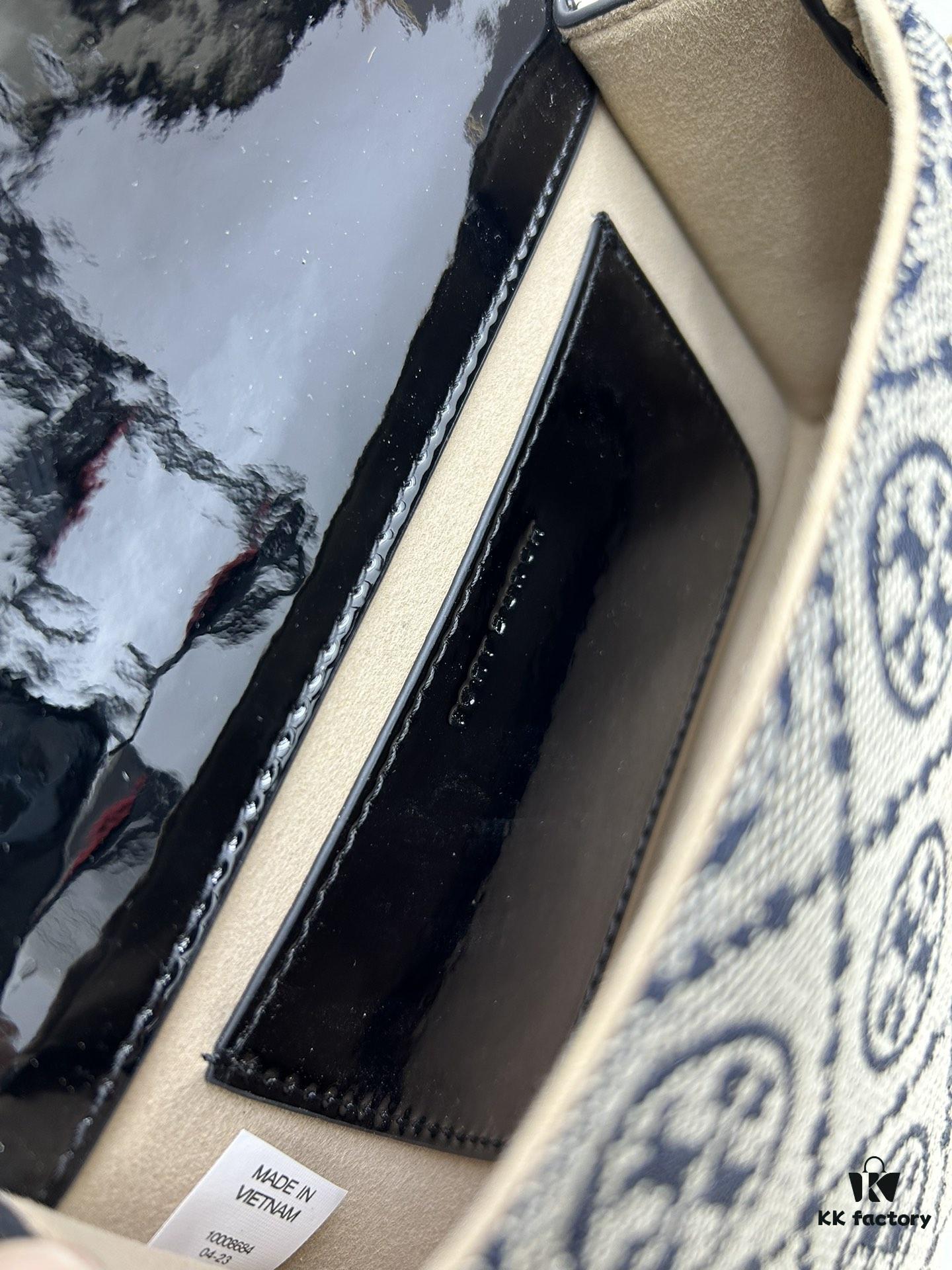 New TORY BURCH Robinson Series Patent Leather Motorcycle Bag – Classic Foldover Handbag with Detachable Strap