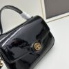 New TORY BURCH Robinson Series Patent Leather Biker Bag – Smooth Shiny Finish, Suede Lining, Brass Hardware, Magnetic Snap Closure, Multi-Wear Handle