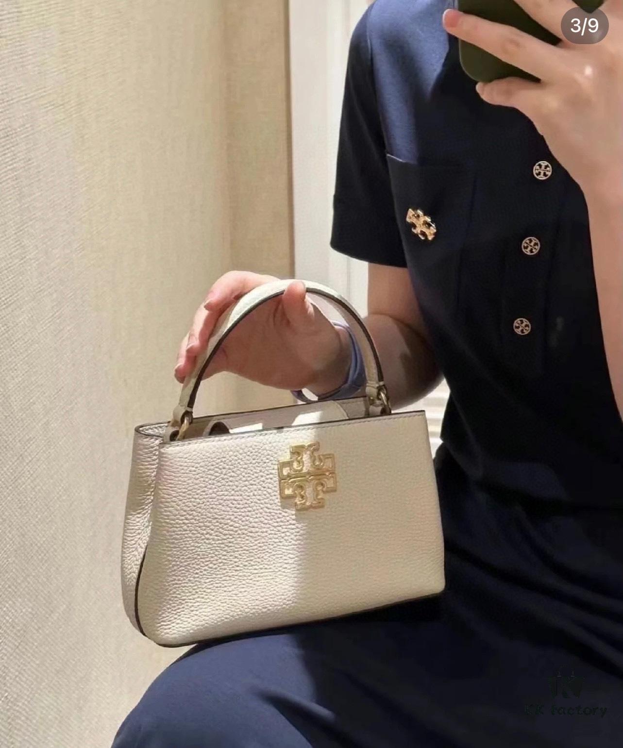 Tory Burch Britten Series Mini Tote Bag New Arrival Pebbled Leather Ladies' Shoulder Bag