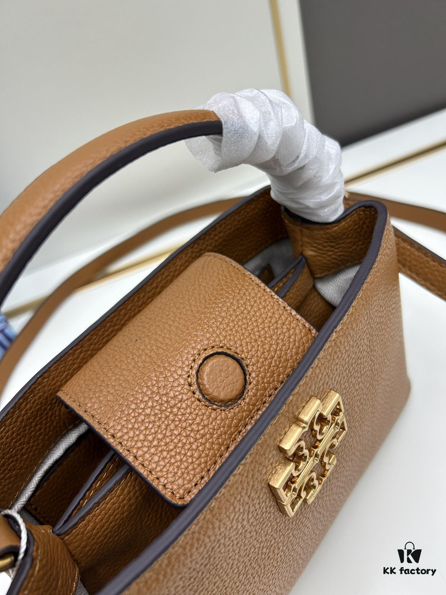 Tory Burch Britten Series Mini Tote Bag New Arrival Pebbled Calfskin Luxury Shoulder Bag