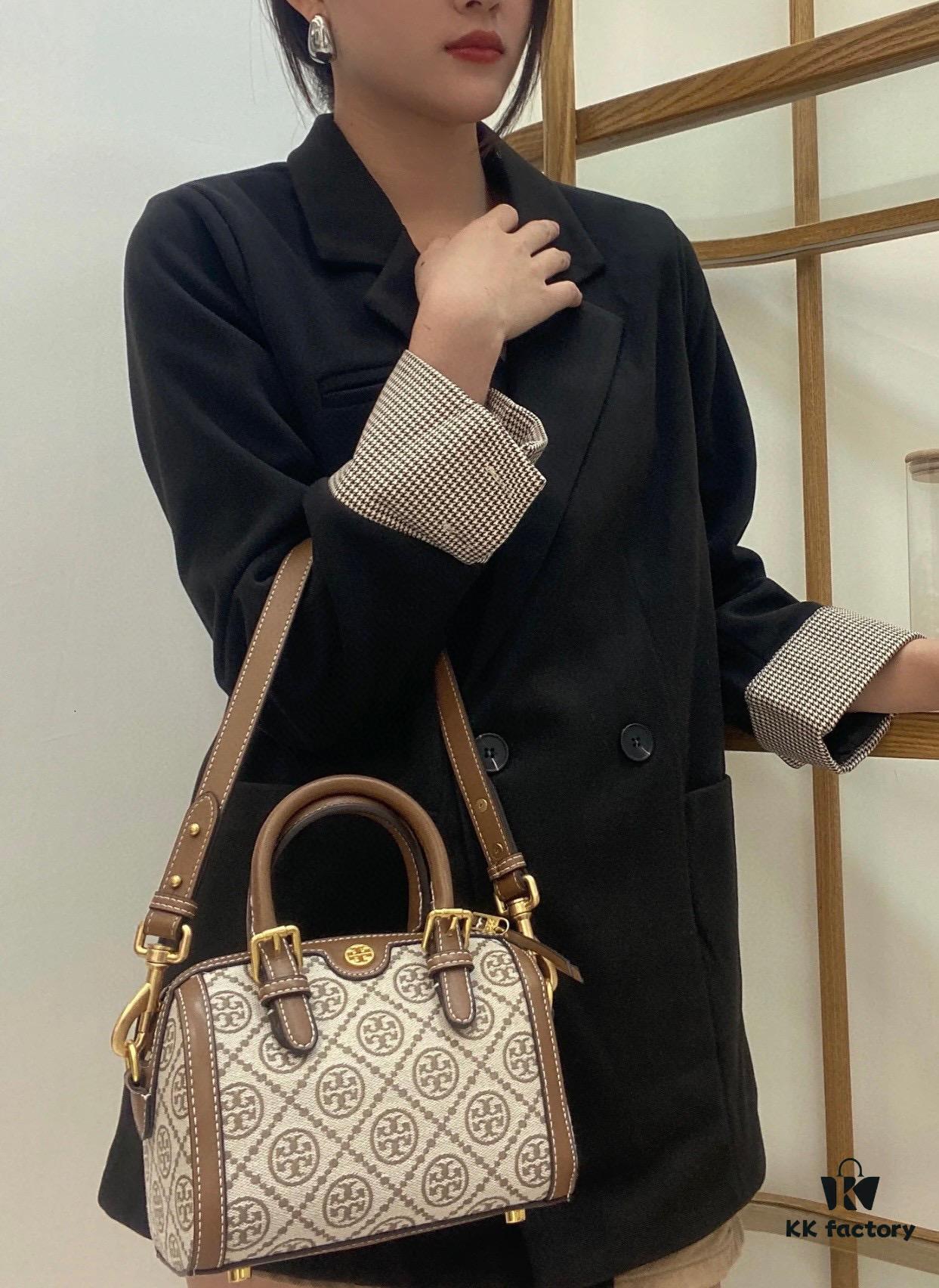 Small [New Arrival Attention to Detail] TORY BURCH T Monogram Mini Jacquard Barrel Bag