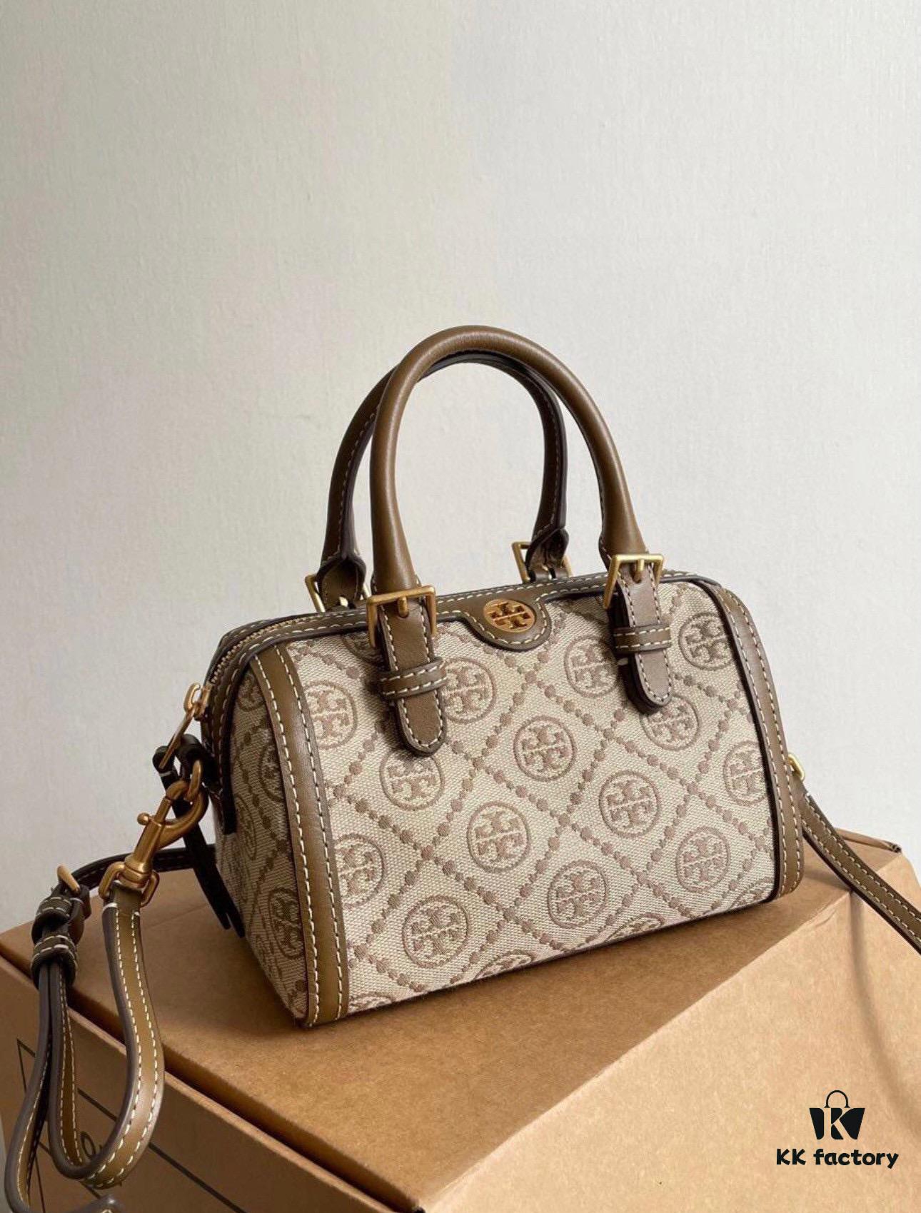 Small [New Arrival Attention to Detail] TORY BURCH T Monogram Mini Jacquard Barrel Bag