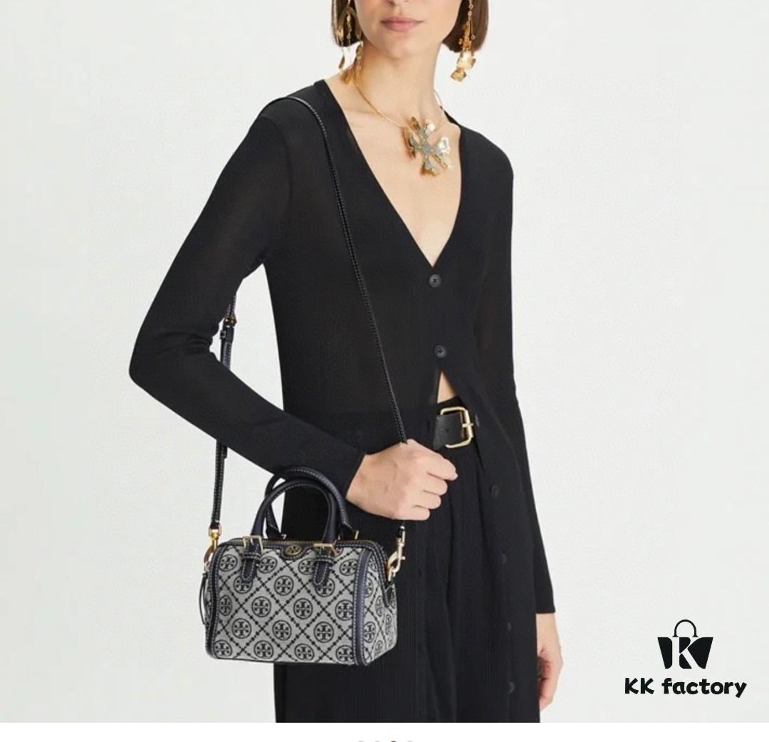 Small [New Arrival Attention to Detail] TORY BURCH T Monogram Mini Jacquard Barrel Bag