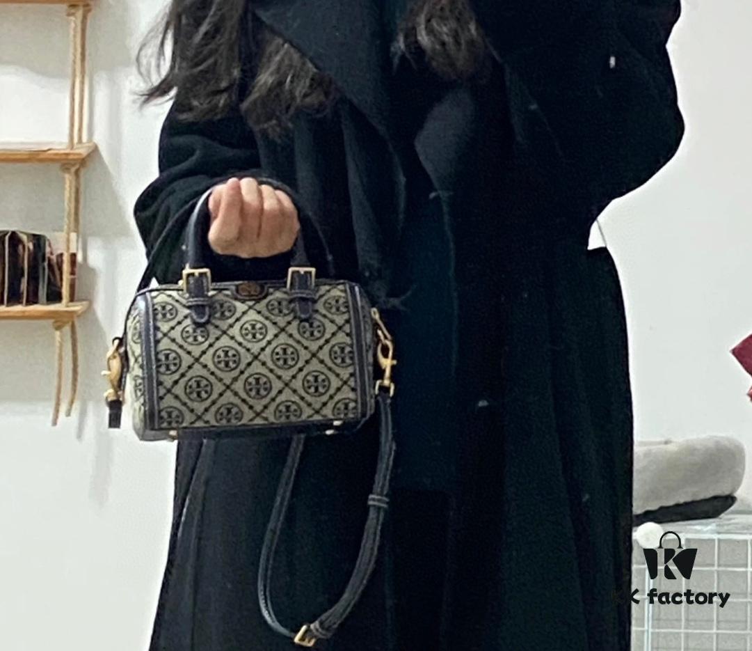 Small [New Arrival Attention to Detail] TORY BURCH T Monogram Mini Jacquard Barrel Bag