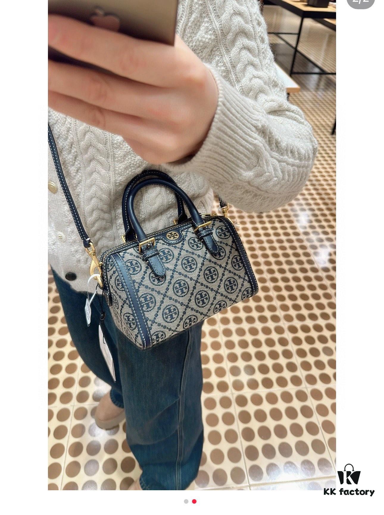 Small [New Arrival Attention to Detail] TORY BURCH T Monogram Mini Jacquard Barrel Bag