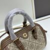 Small [New Arrival, Attention to Detail] TORY BURCH T Monogram Mini Jacquard Barrel Bag in Hazel Brown