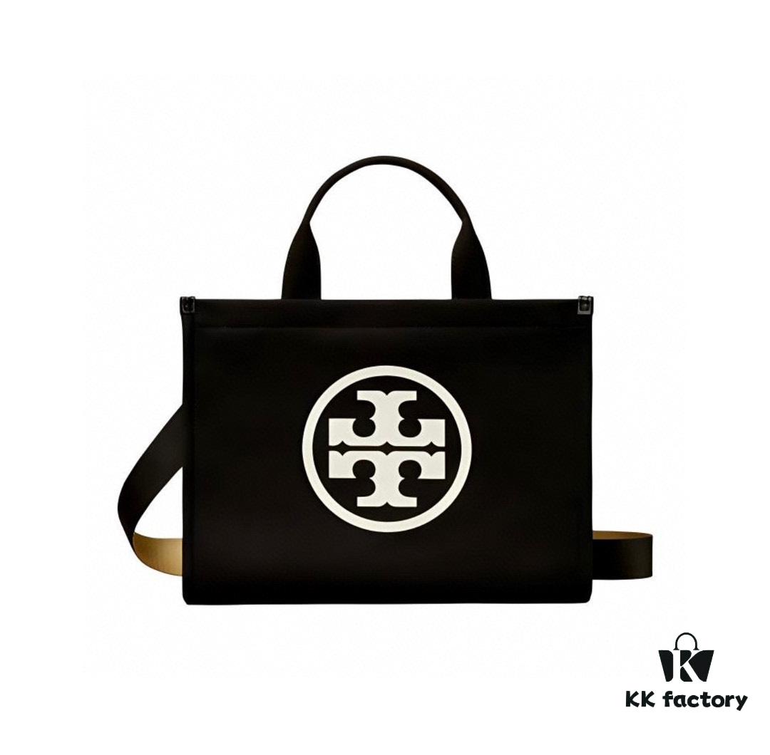 TORY BURCH Ella Canvas Collection - New Arrival with Attention to Detail, Printed Logo Zip Closure Tote Bag