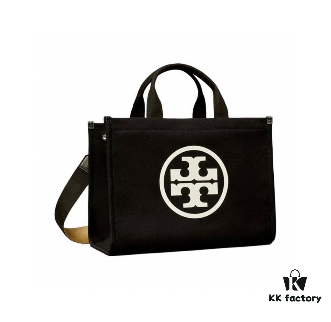 TORY BURCH Ella Canvas Collection - New Arrival with Attention to Detail, Printed Logo Zip Closure Tote Bag