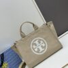 TORY BURCH Ella Printed Logo Zip Closure Canvas Tote Bag for Women, New Arrival with Attention to Detail