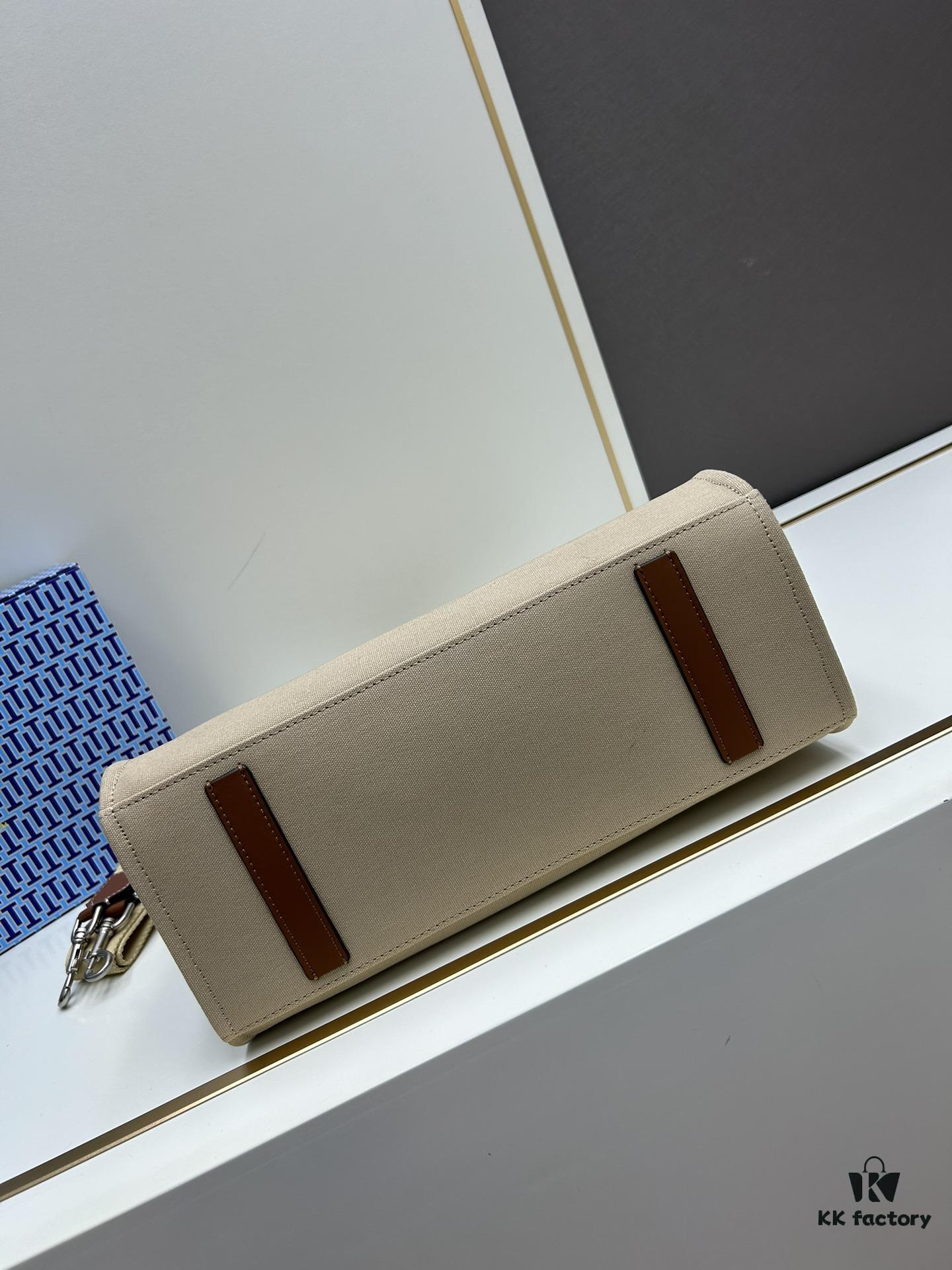 TORY BURCH Ella Canvas Tote Bag with Printed Logo, Zip Closure, Women's Shoulder Handbag from the Canvas Collection