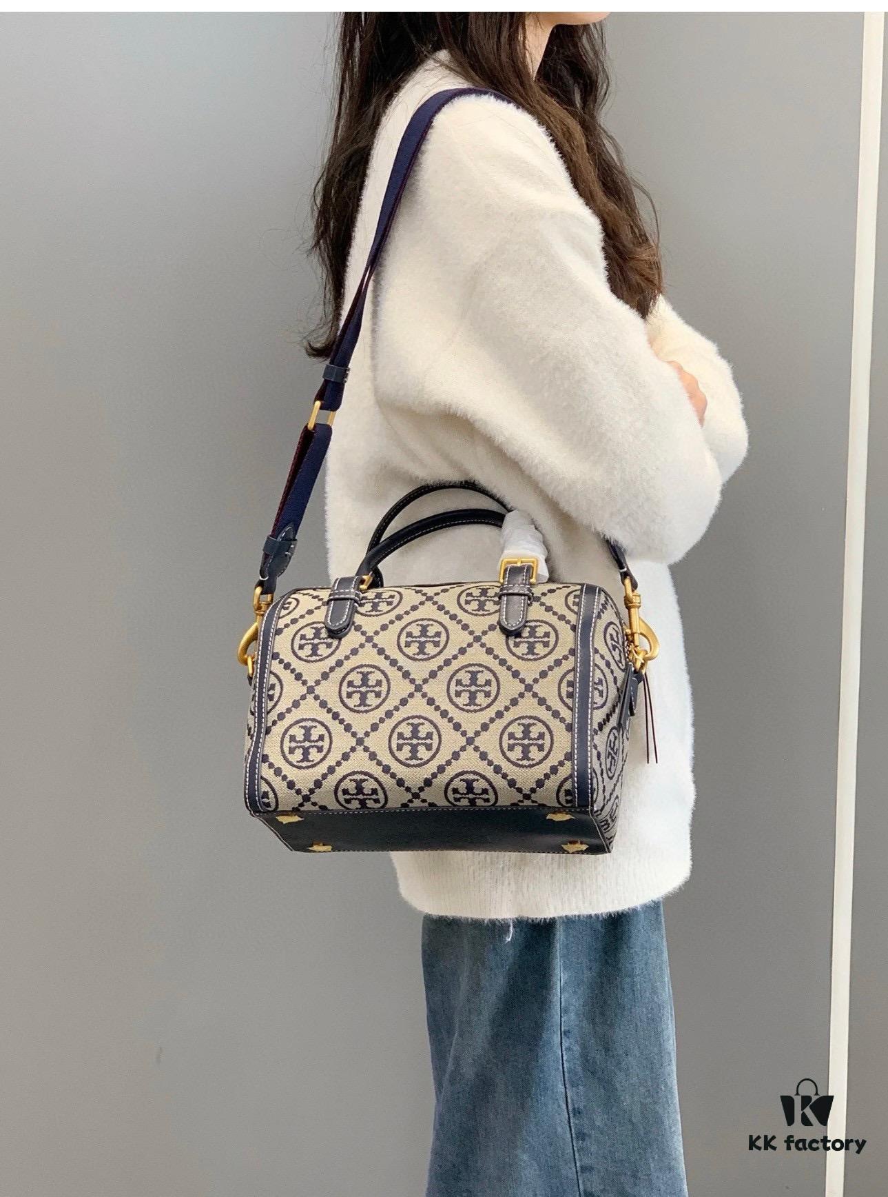 Large [New Arrival Attention to Detail] TORY BURCH T Monogram Mini Jacquard Barrel Bag