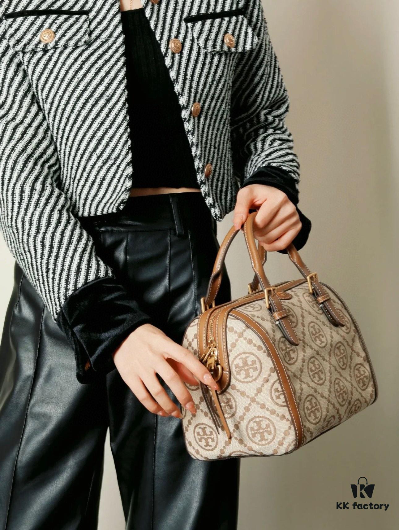 Large [New Arrival Attention to Detail] TORY BURCH T Monogram Mini Jacquard Barrel Bag