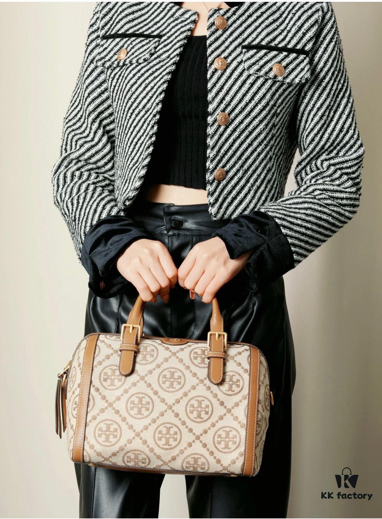Large [New Arrival Attention to Detail] TORY BURCH T Monogram Mini Jacquard Barrel Bag