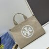 TORY BURCH Ella Canvas Tote Bag with Printed Logo, Zip Closure, Women's Shoulder Handbag from the Canvas Collection