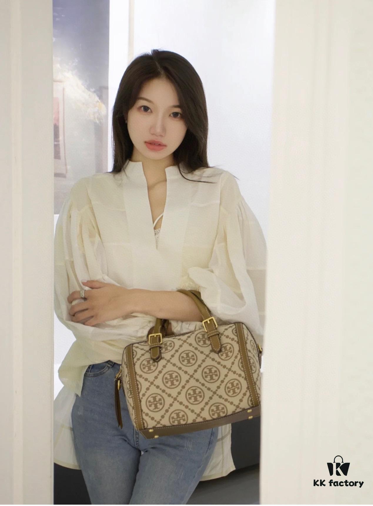 Large [New Arrival Attention to Detail] TORY BURCH T Monogram Mini Jacquard Barrel Bag