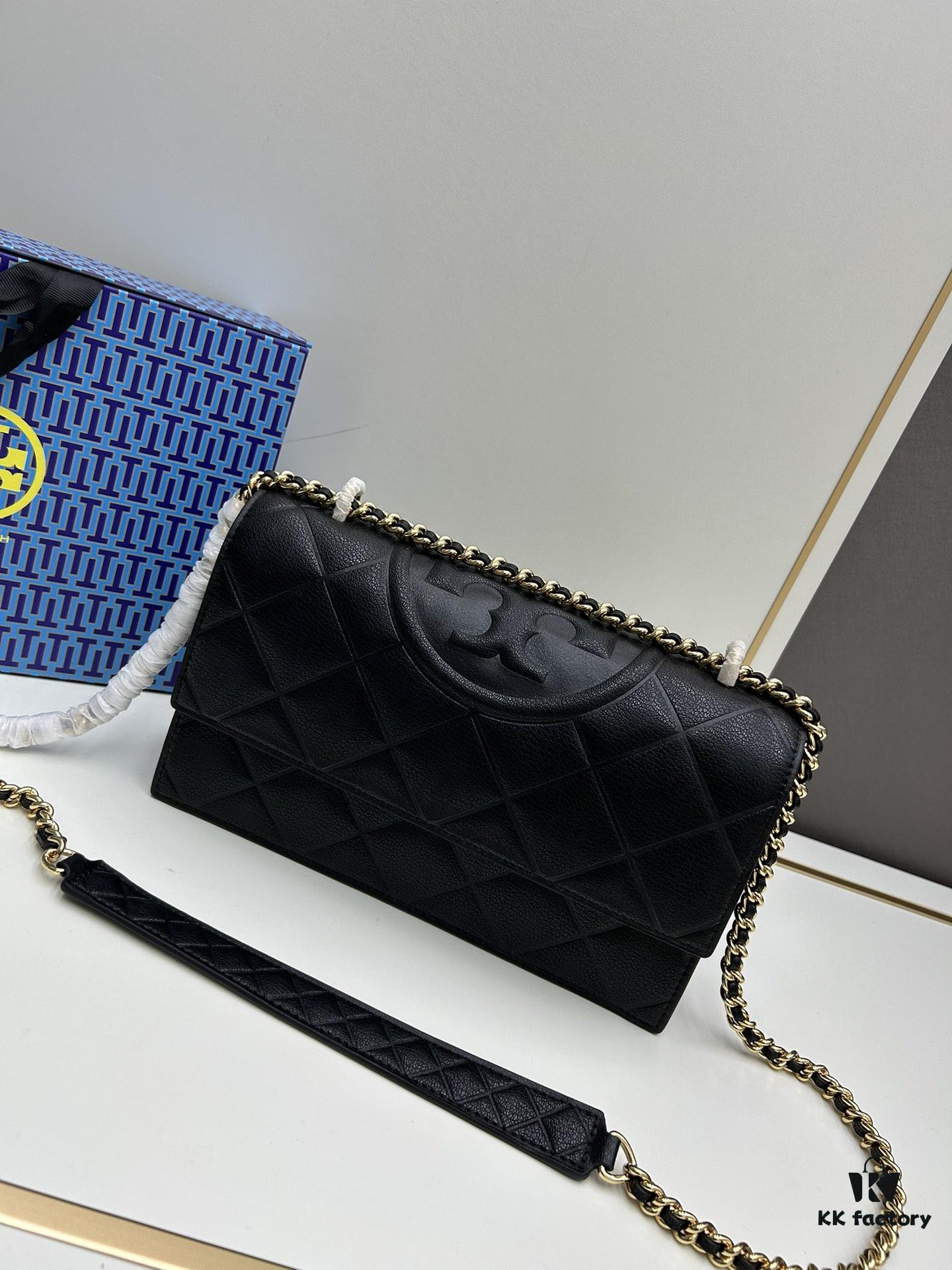 Large Size Authentic Quality New TORY BURCH Miller Peony Bag Made of Full Grain Calfskin Leather with Signature Gold-Tone Double-T Logo