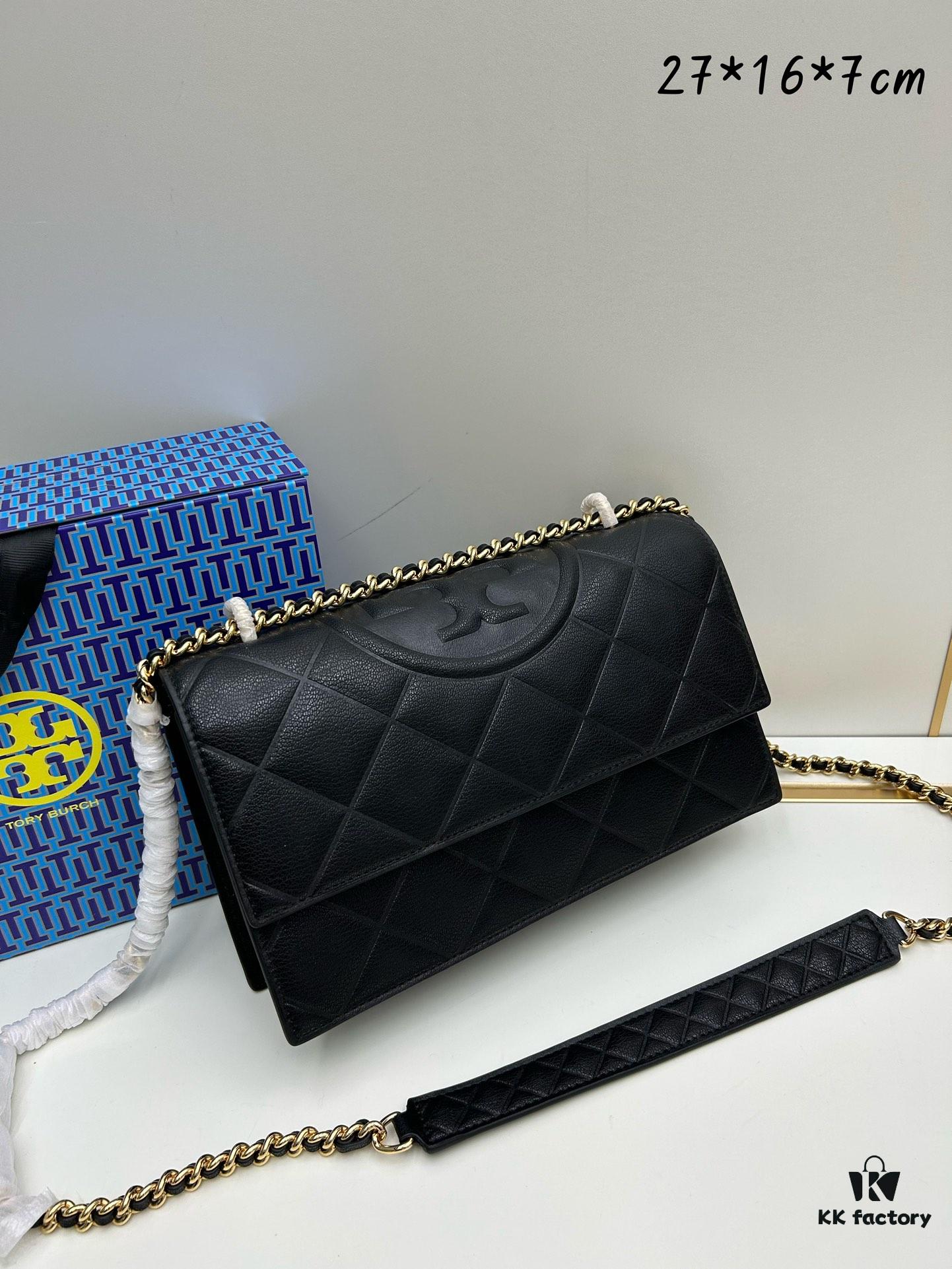 Large Size Authentic Quality New TORY BURCH Miller Peony Bag Made of Full Grain Calfskin Leather with Signature Gold-Tone Double-T Logo