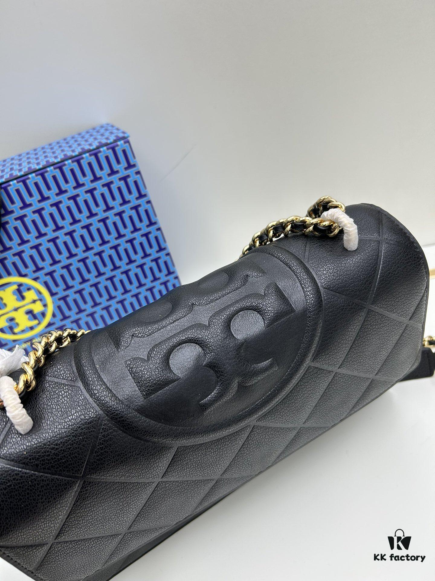 Large Size Authentic Quality New TORY BURCH Miller Peony Bag Made of Full Grain Calfskin Leather with Signature Gold-Tone Double-T Logo