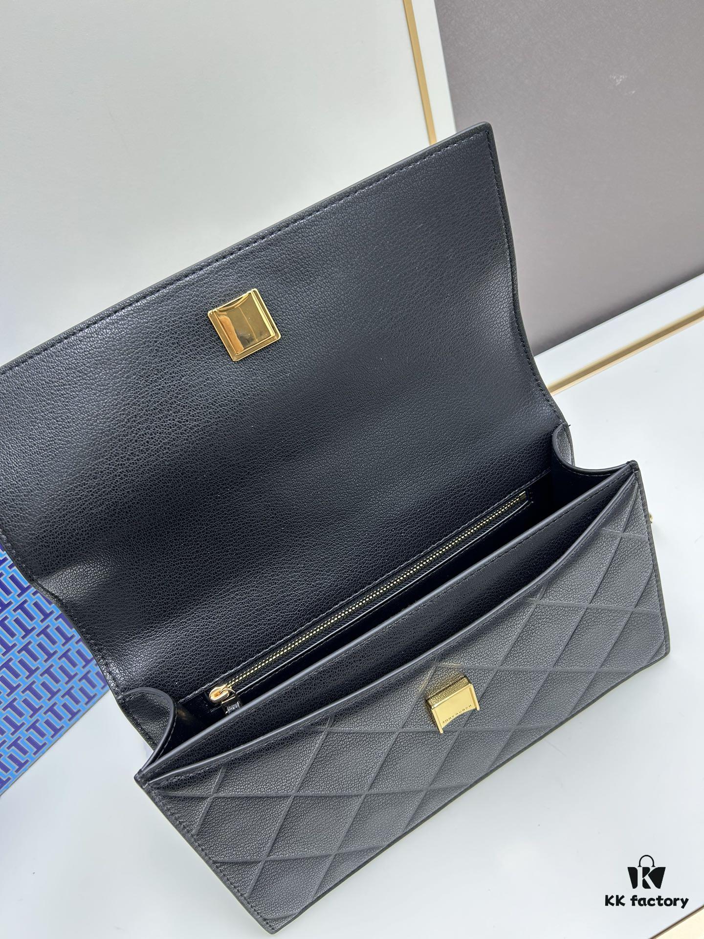 Large Size Authentic Quality New TORY BURCH Miller Peony Bag Made of Full Grain Calfskin Leather with Signature Gold-Tone Double-T Logo