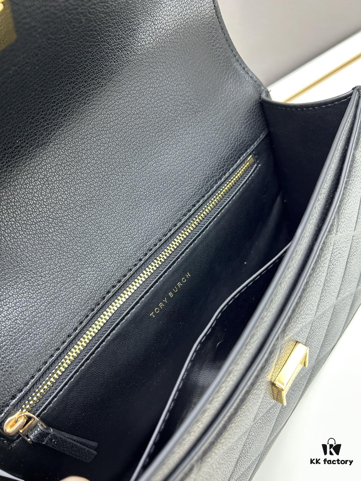 Large Size Authentic Quality New TORY BURCH Miller Peony Bag Made of Full Grain Calfskin Leather with Signature Gold-Tone Double-T Logo