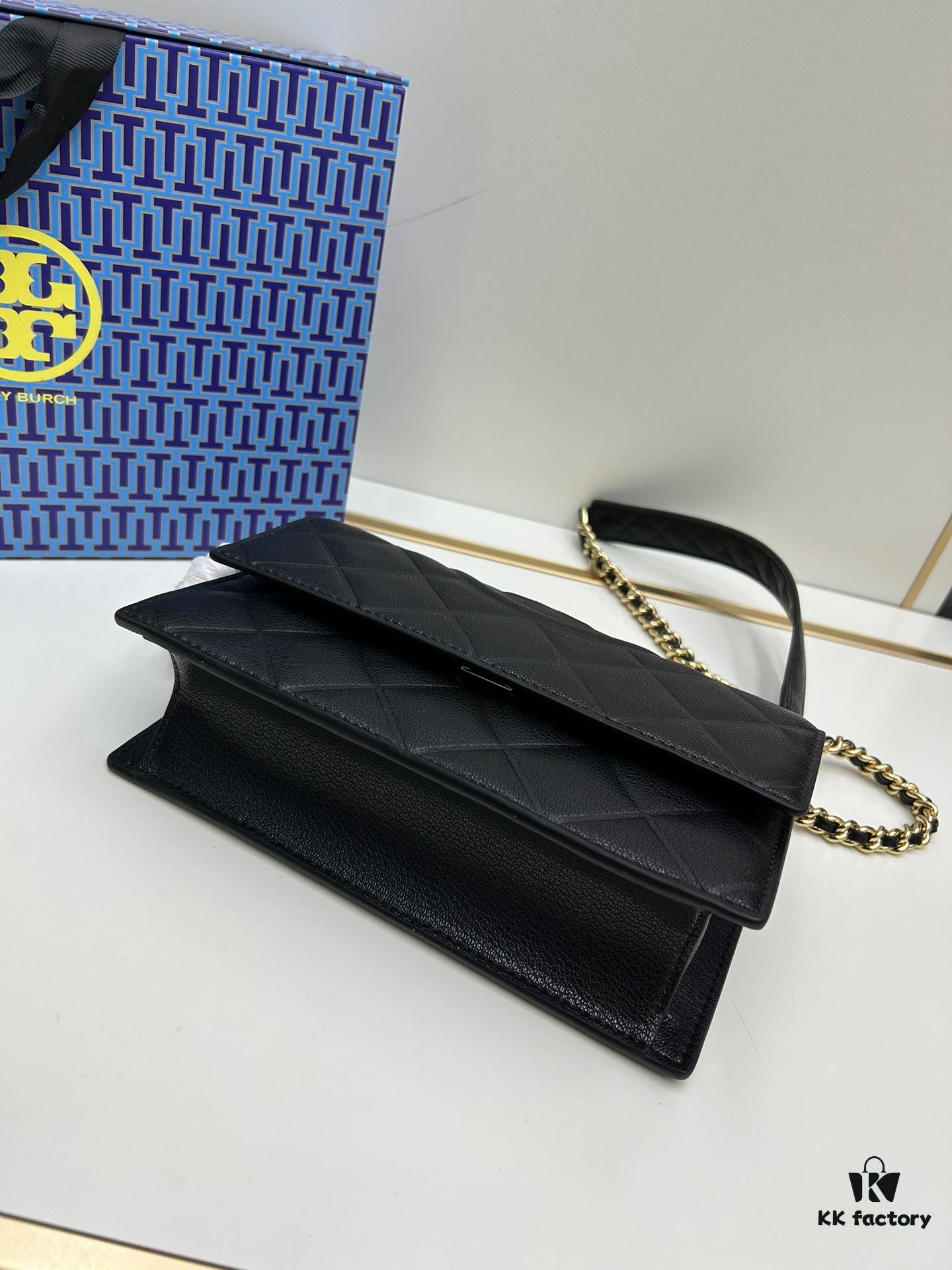 TORY BURCH Miller Leather Accordion Bag - Genuine Calfskin with Logo Detail